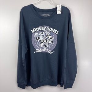 Looney Tunes Blue‎ Pullover Sweatshirt NWT